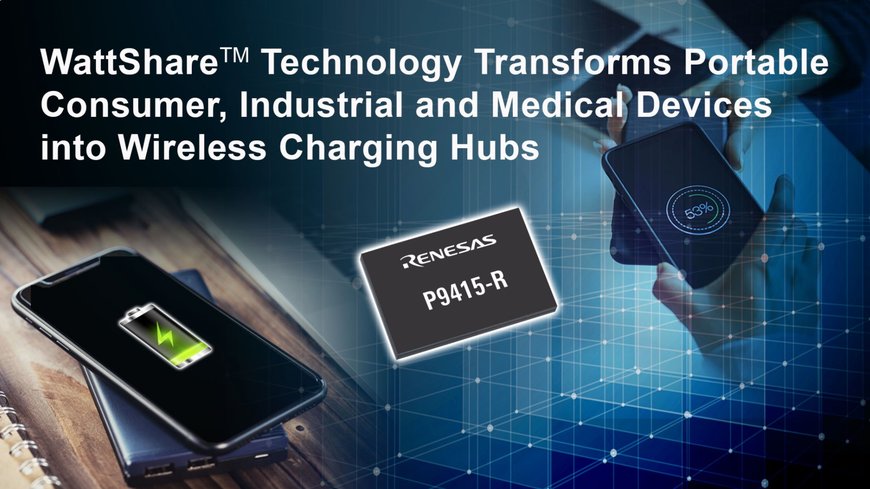 Renesas Expands Wireless Power Portfolio with 15W Wireless Power P9415-R Receiver Featuring WattShare TRx Mode